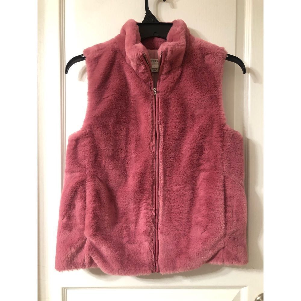 J.Crew Factory Women's Plush Faux Fur Full Zip Vest Size Small S Pink - Picture 4 of 11
